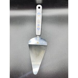 Ekco Stainless Steel Cake Server Pie Server Retro Kitchenware Blue Floral Vtg